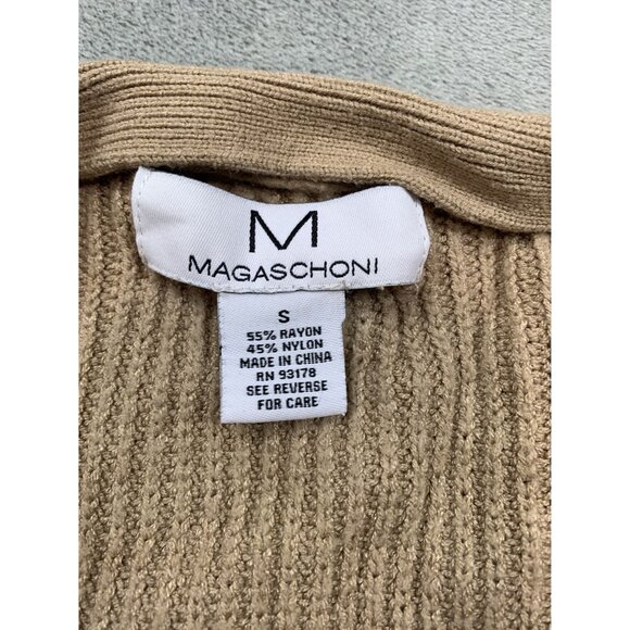 Magaschoni Women's Small Beige Cardigan Knit Open Front Rayon/Nylon - Picture 3 of 8